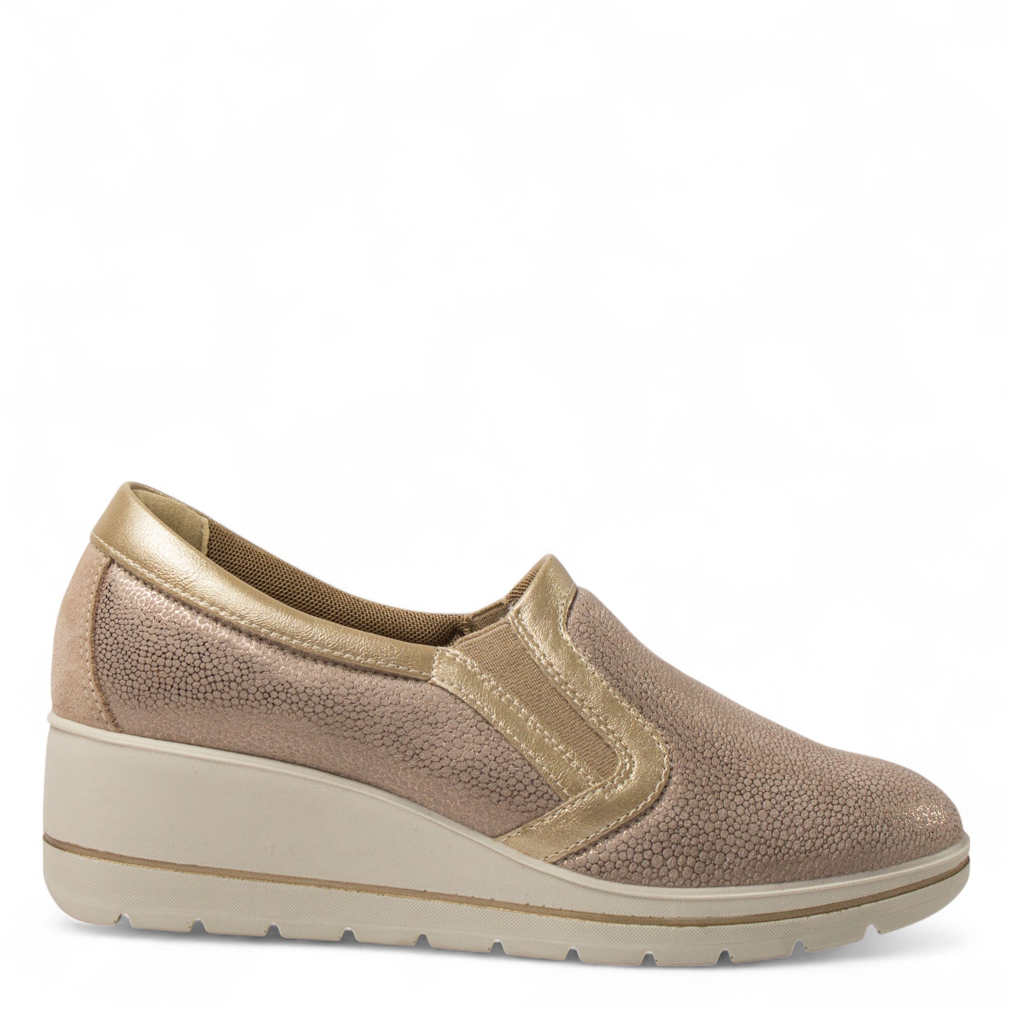 Italian Women Champagne Leather Espadrilles #4432