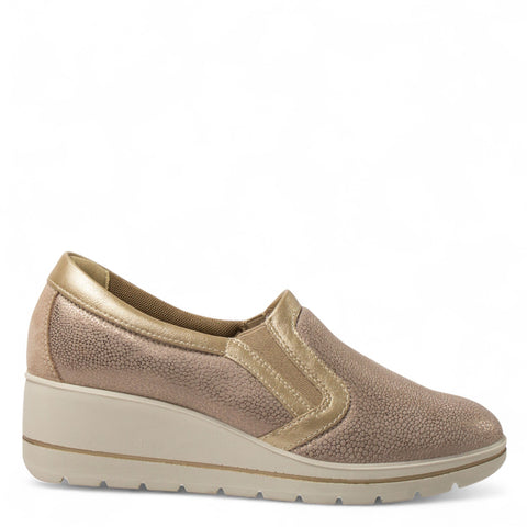 Italian Women Champagne Leather Espadrilles #4432