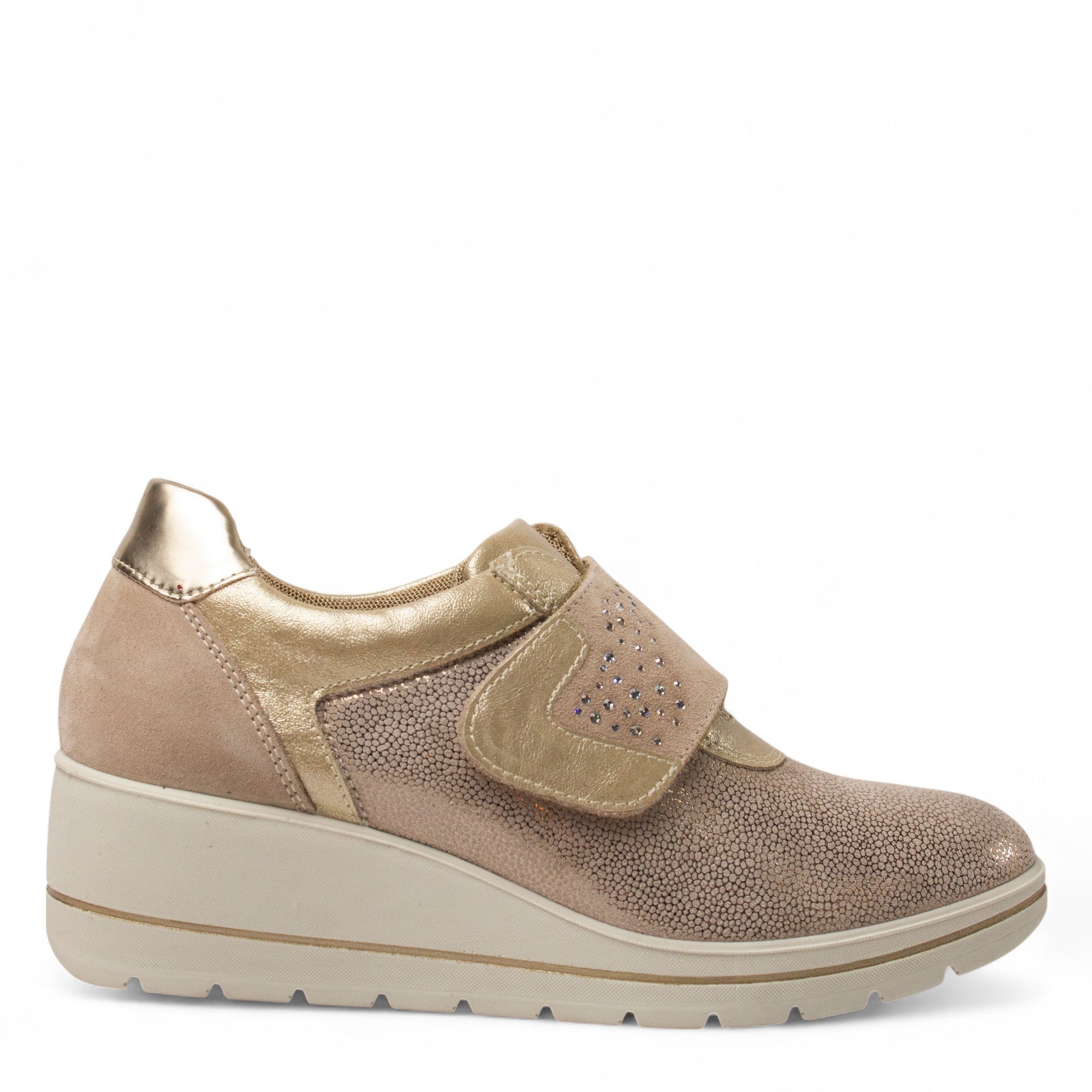Italian Women Champagne Leather Shoes #4435