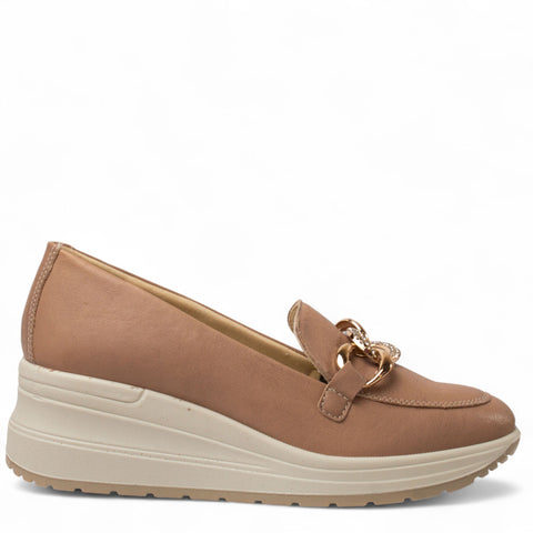 Italian Women Beige Leather Shoes #4436