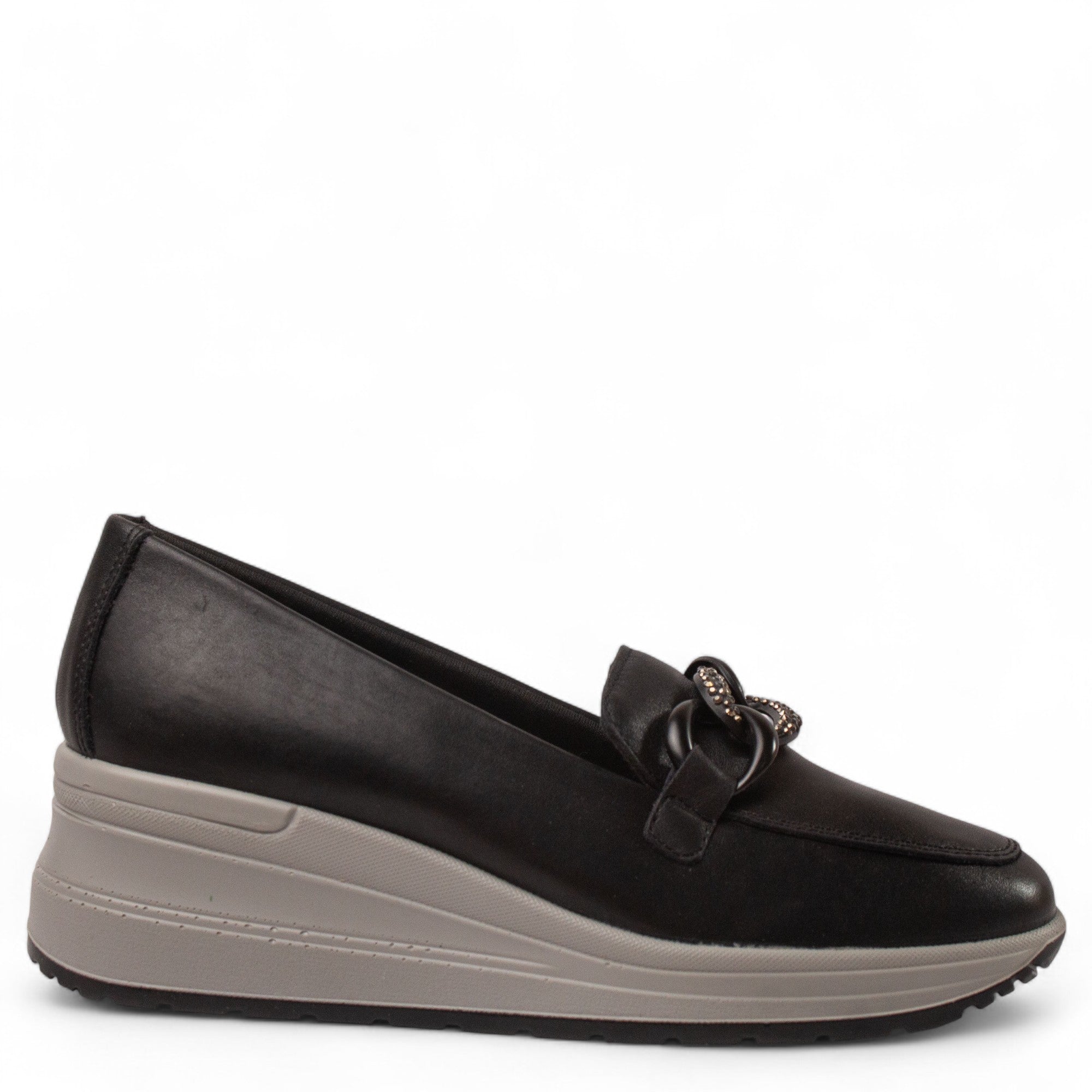 Italian Women Black Leather Shoes #4437