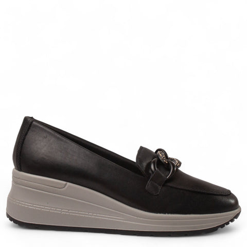 Italian Women Black Leather Shoes #4437