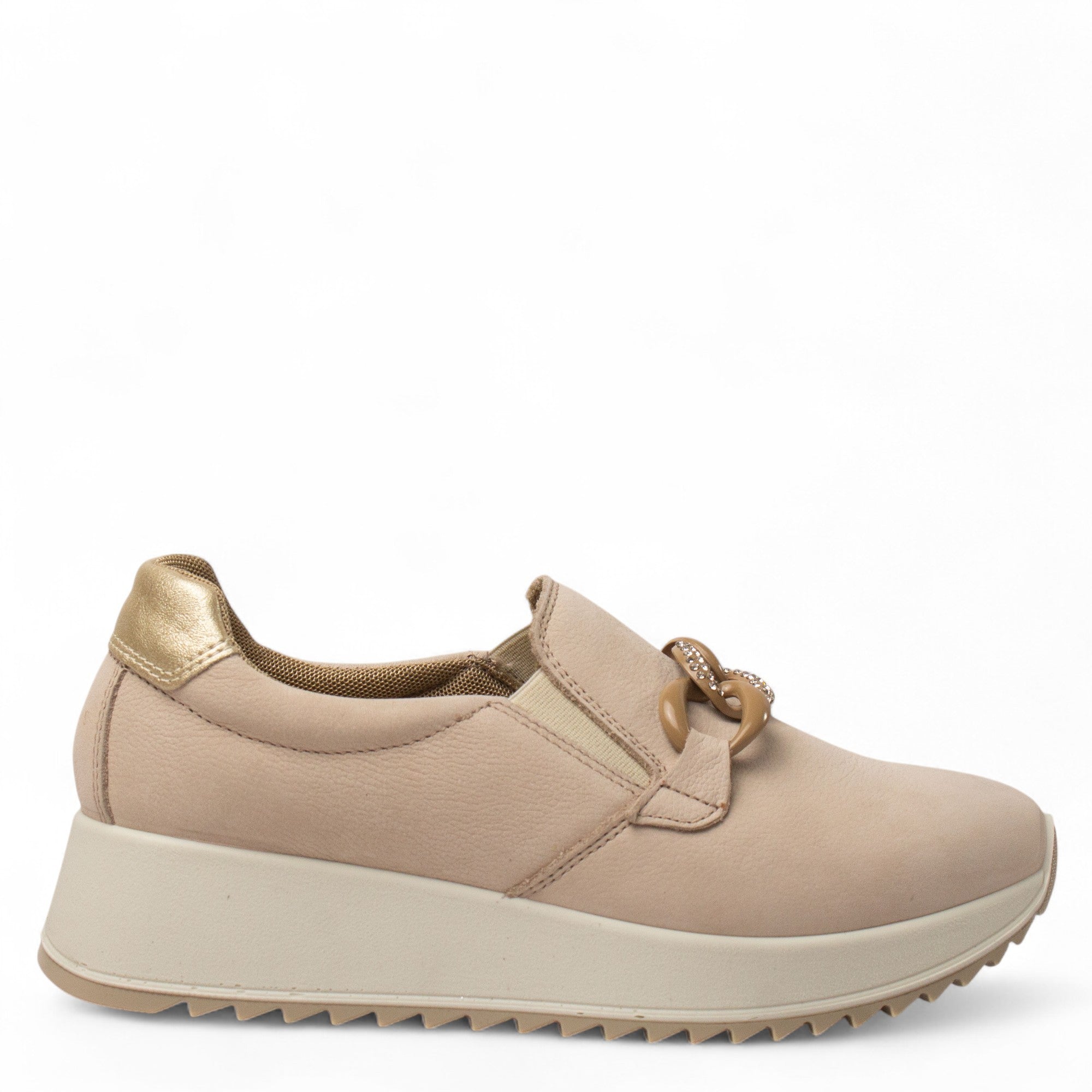 Italian Women Beige Leather Shoes #4445