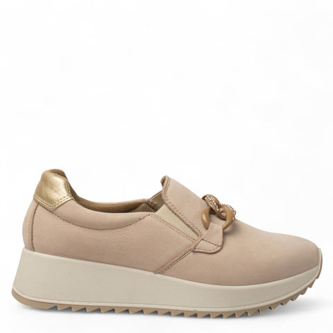 Italian Women Beige Leather Shoes #4445