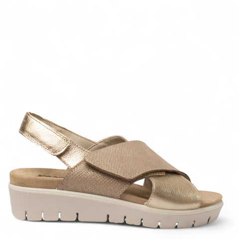 Italian Women Gold Leather Sandal #4449