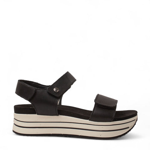 Italian Women Black Leather Sandal #4454