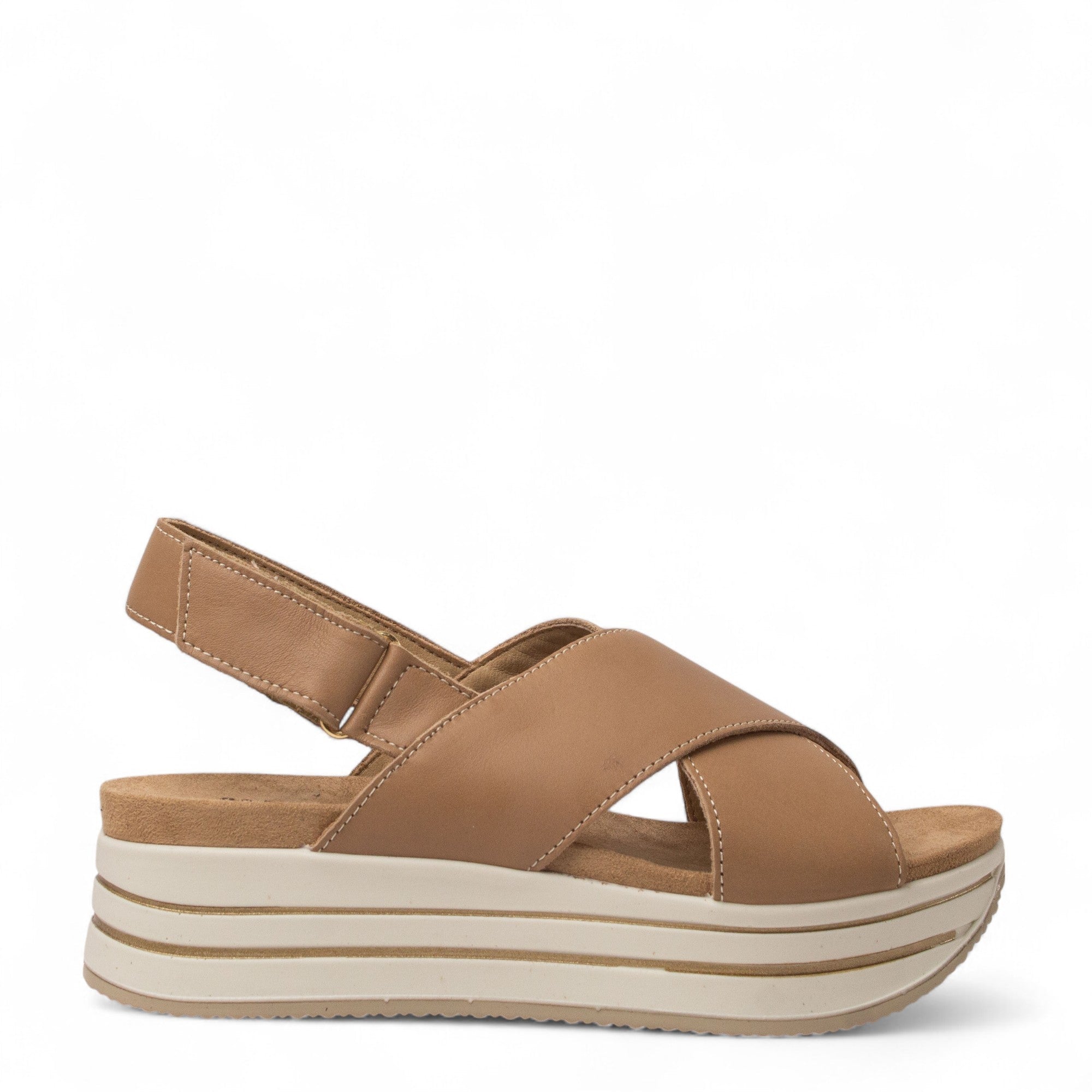 Italian Women Camel Leather Sandal #4455