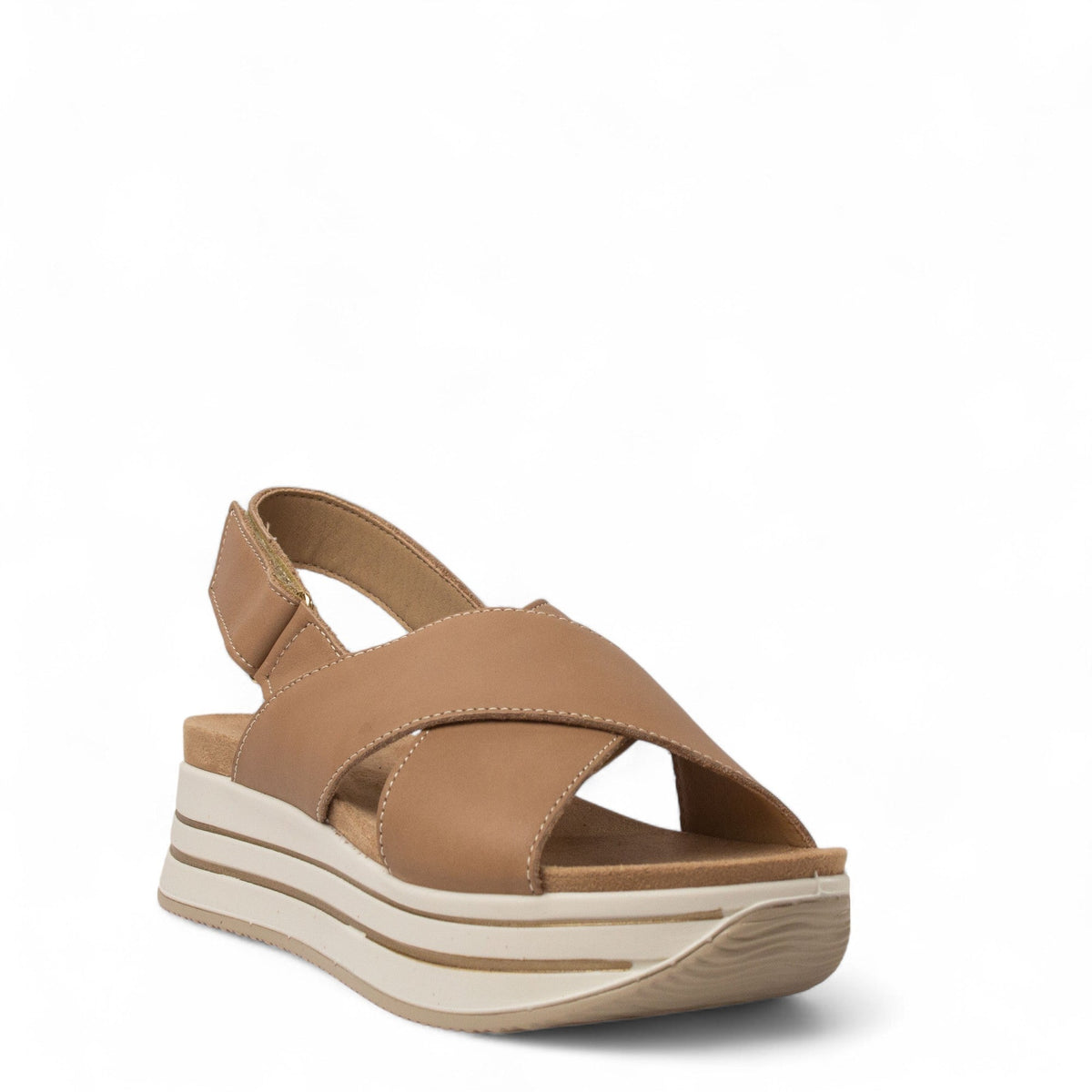 Italian Women Camel Leather Sandal #4455