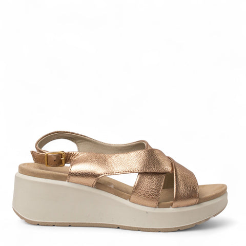 Italian Women Champagne Leather Sandal #4458