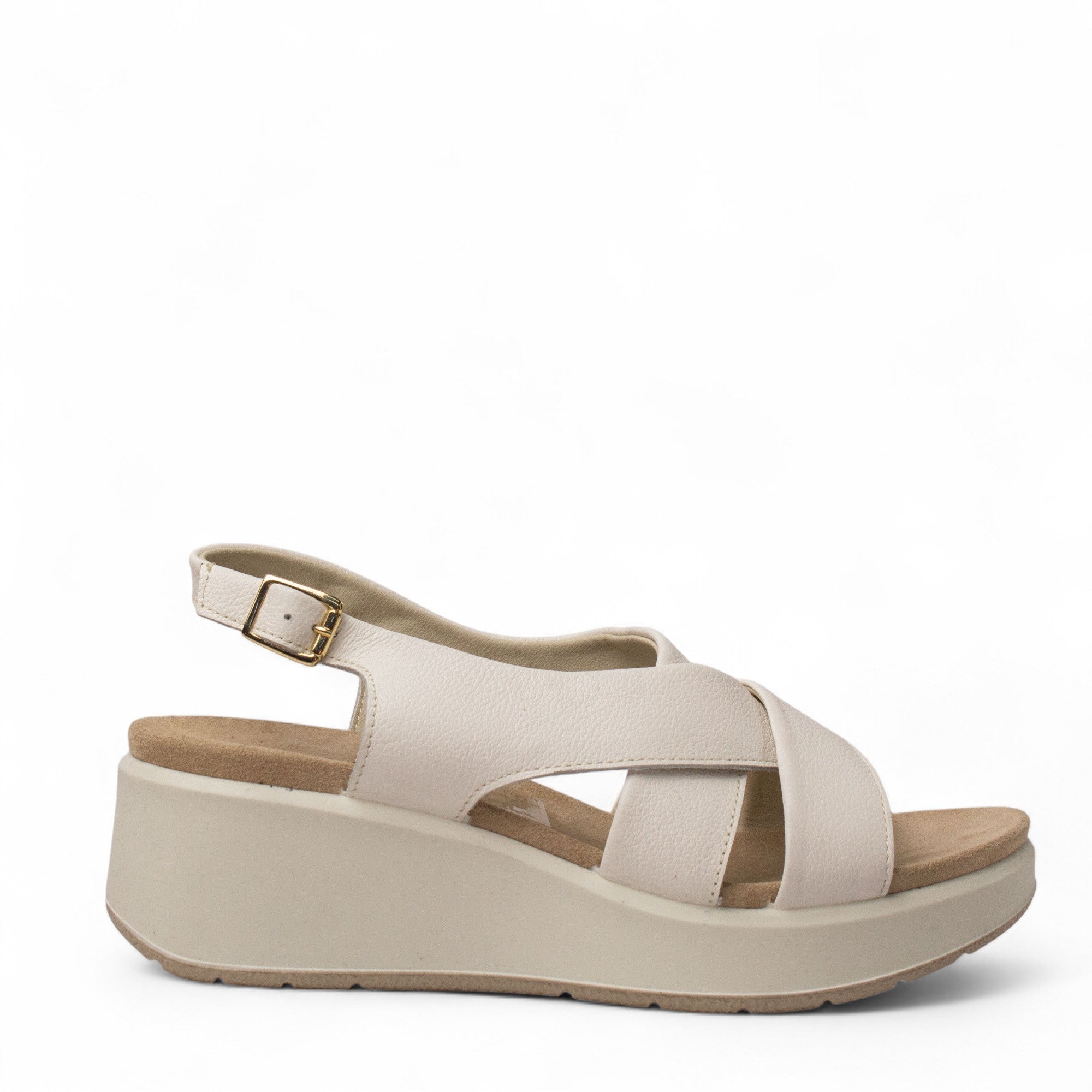Italian Women White Leather Sandal #4460