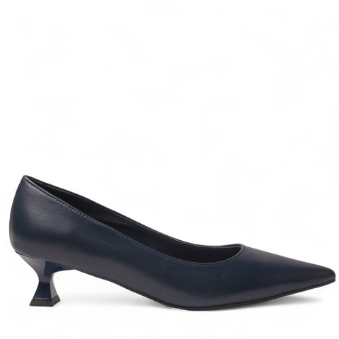 Women Navy Leather Shoes #4468