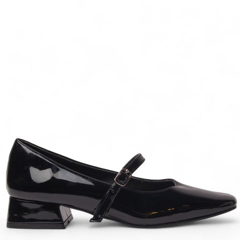 Women Black Vernis Leather Shoes #4471