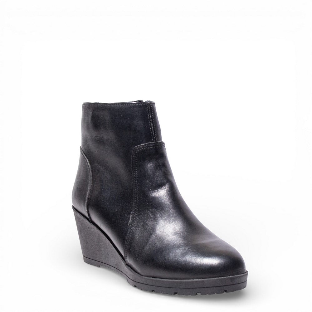 Women Black Leather Half Boot #4474