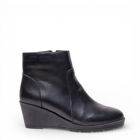 Women Black Leather Half Boot #4474