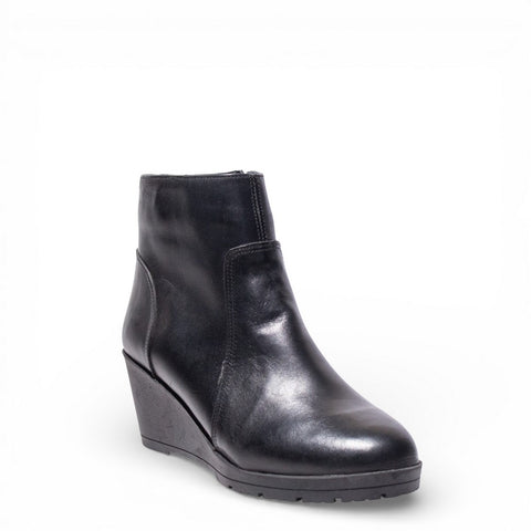 Women Black Leather Half Boot #4474