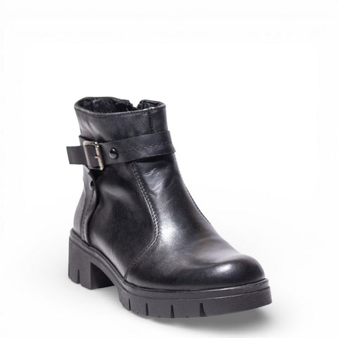 Women Black Leather Half Boot #4477
