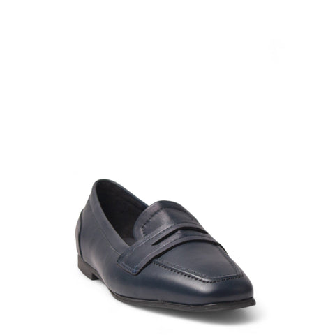 Women Navy Leather Shoes #4484