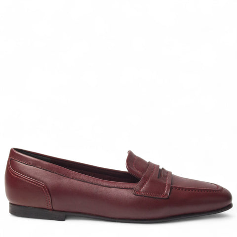 Women Maroon Leather Shoes #4486