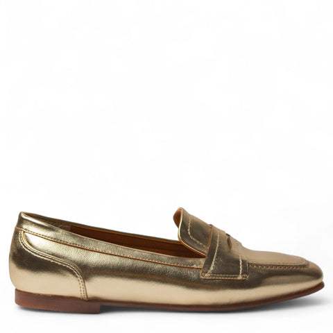 Women Gold Leather Shoes #4488