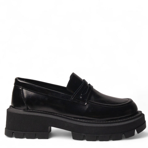 Women Black Vernis Leather Shoes #4494