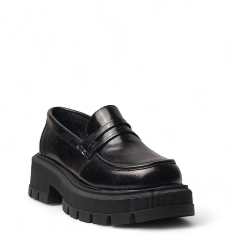 Women Black Vernis Leather Shoes #4494