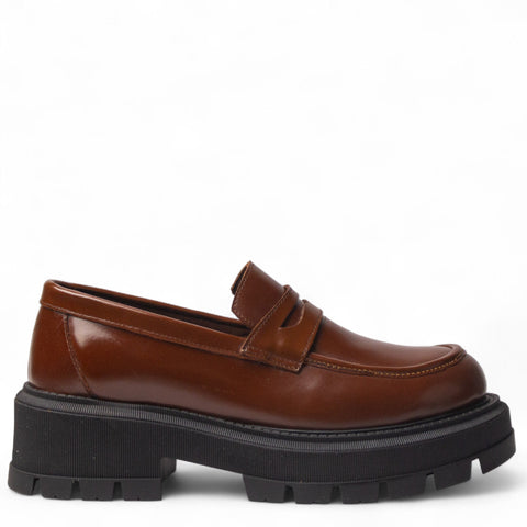 Women Brown Vernis Leather Shoes #4496