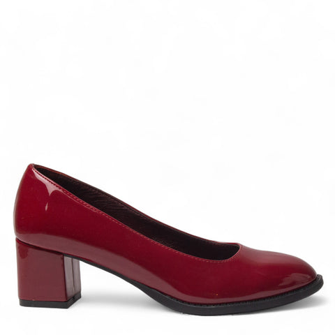 Women Maroon Vernis Leather Shoes #4499