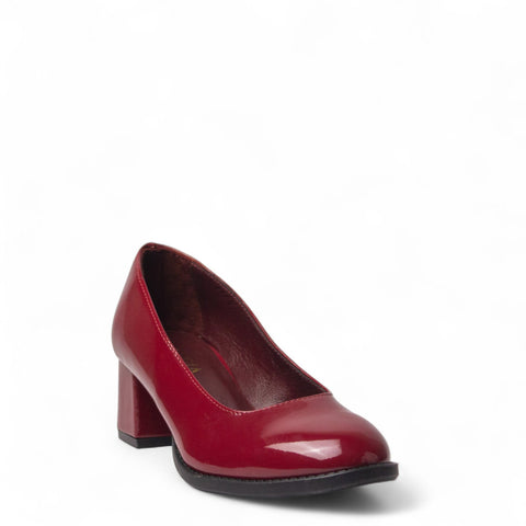 Women Maroon Vernis Leather Shoes #4499