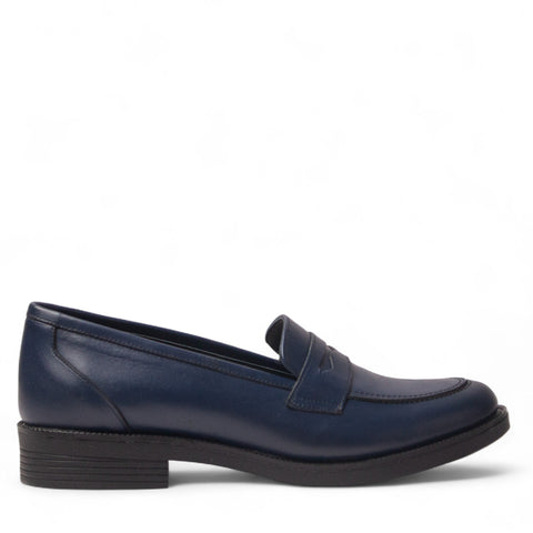 Women Navy Leather Shoes #4509