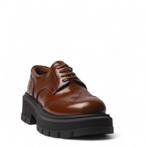 Women Brown Vernis Leather Shoes #4524