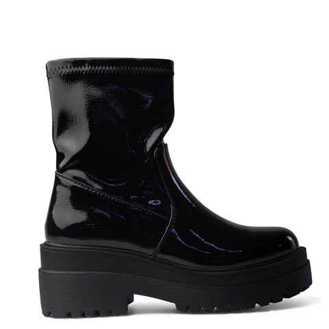 Europeon Union Women Black VernisLeather Half Boot #4535