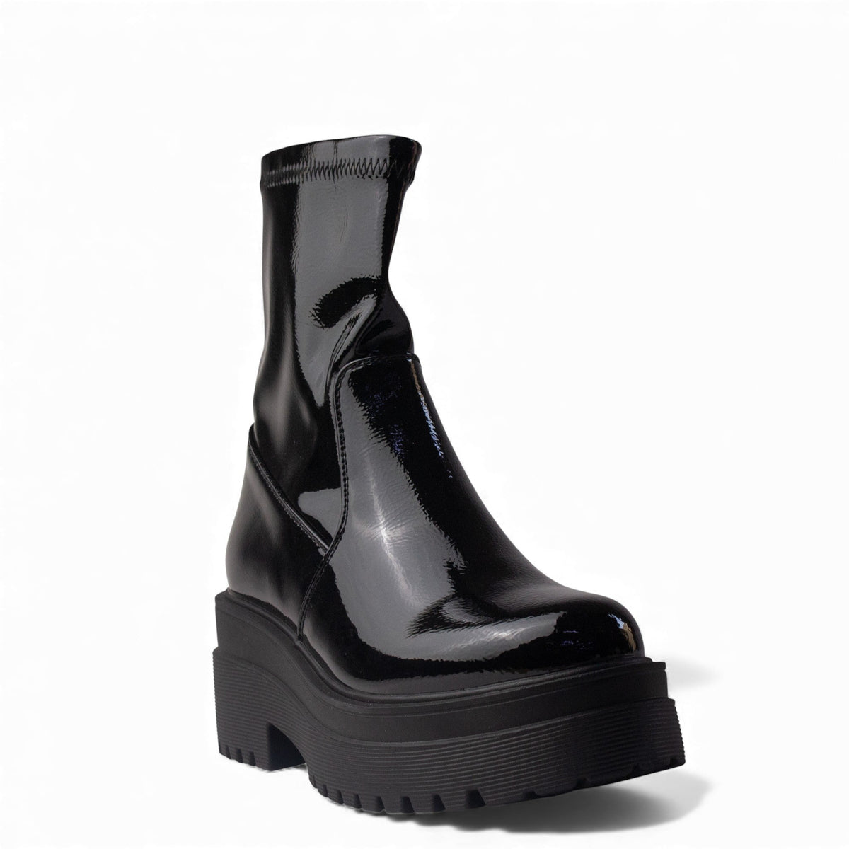 Europeon Union Women Black VernisLeather Half Boot #4535