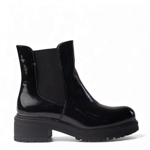 Europeon Union Women Black VernisLeather Half Boot #4536