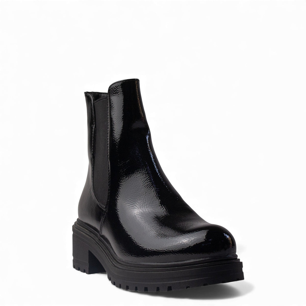 Europeon Union Women Black VernisLeather Half Boot #4536
