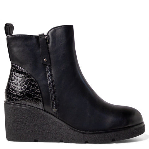 Europeon Union Women Black Leather Half Boot #4538