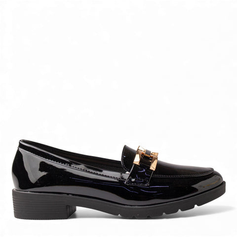 Europeon Union Women Black VernisLeather Shoes #4548