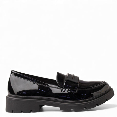 Europeon Union Women Black VernisLeather Shoes #4550