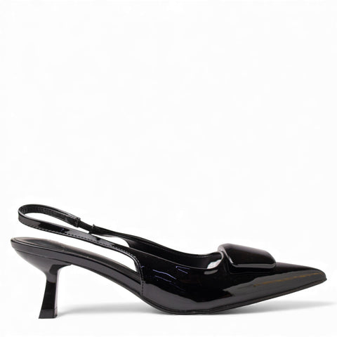 Europeon Union Women Black VernisLeather Heels #4554