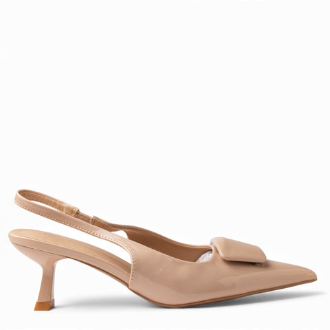 Europeon Union Women Beige VernisLeather Heels #4555