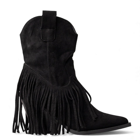 Europeon Union Women Black Chamois Half Boot #4559