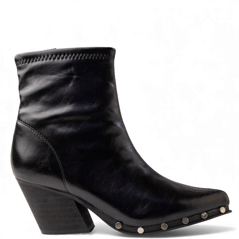 Europeon Union Women Black Leather Half Boot #4561