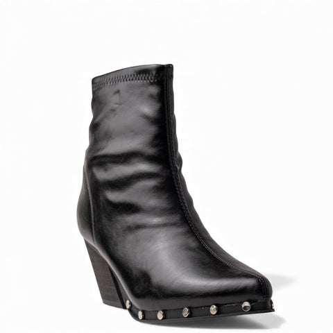 Europeon Union Women Black Leather Half Boot #4561