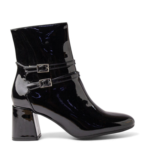 Europeon Union Women Black VernisLeather Half Boot #4568