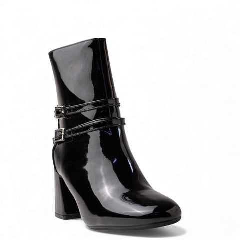 Europeon Union Women Black VernisLeather Half Boot #4568