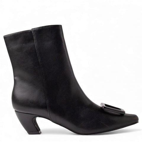 Europeon Union Women Black Leather Half Boot #4569