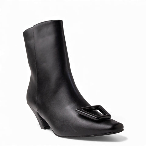 Europeon Union Women Black Leather Half Boot #4569
