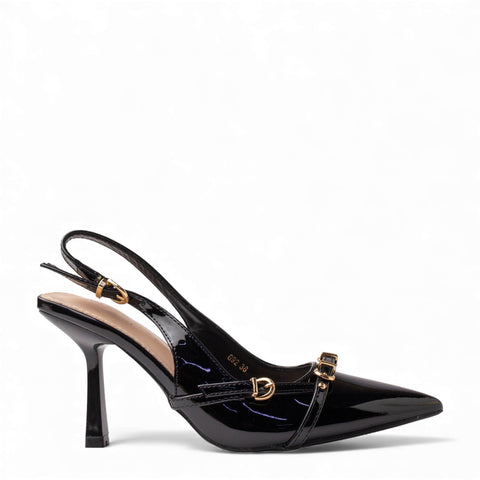 Europeon Union Women Black VernisLeather Heels #4572