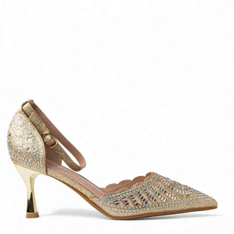 Europeon Union Women Gold Glitter Soiree Sandal #4575