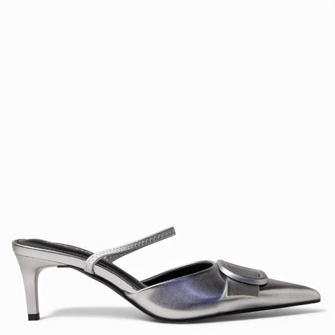 Europeon Union Women Sliver Leather Heels #4576