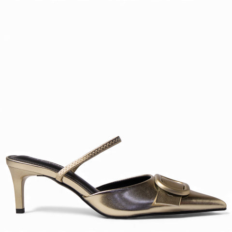 Europeon Union Women Gold Leather Heels #4577